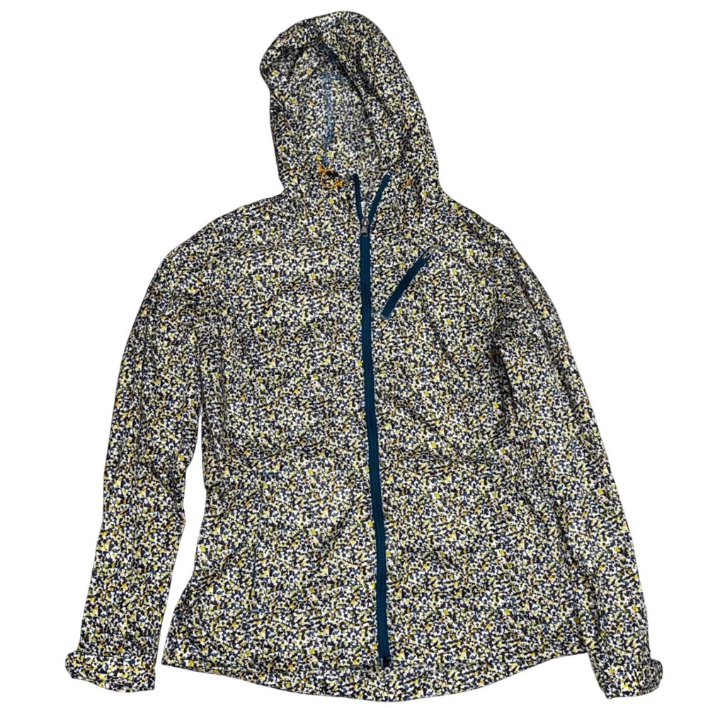 Columbia‎ Sportswear Women's Lightweight Hooded Size L Teal Yellow Wind Breaker